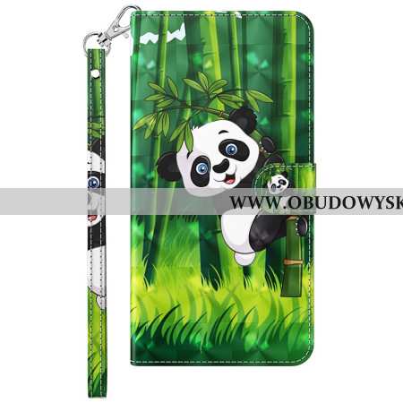 Etui Folio Samsung Galaxy S24 5g Panda Bambusowa Z Paskiem Etui Ochronne