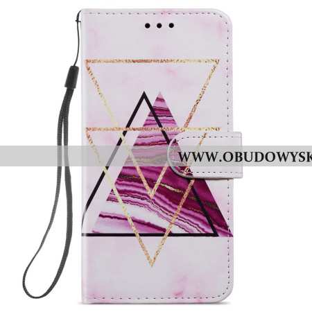 Etui Folio Samsung Galaxy S24 5g Trójkolorowy Marmur Z Paskiem Etui Ochronne