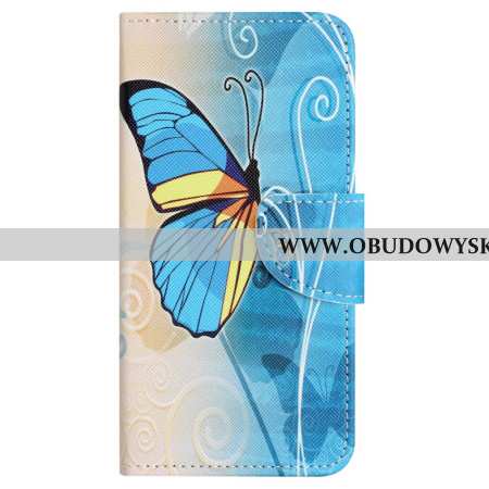 Etui Folio Samsung Galaxy S24 Fe Żółty I Niebieski Motyl