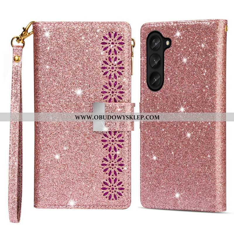 Etui Folio Samsung Galaxy Z Fold 5 Portfel Z Cekinami Etui Ochronne