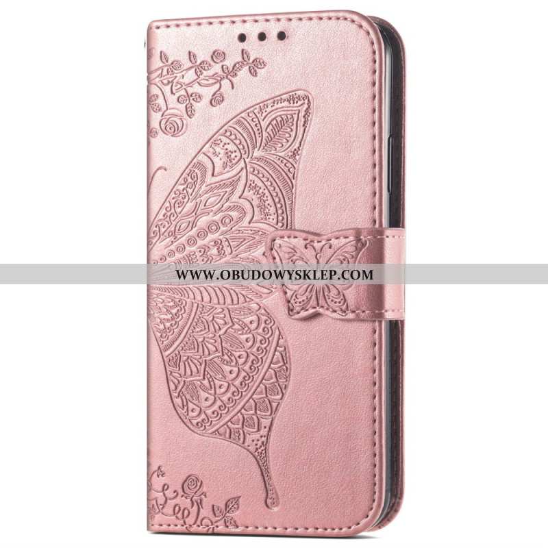 Etui Folio Sony Xperia 10 Vi Barokowy Motyl Z Paskiem