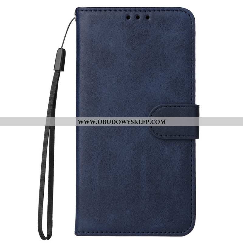 Etui Folio Xiaomi 14 Gładki Efekt Skóry Z Paskiem Etui Ochronne