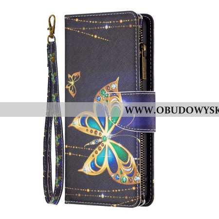Etui Folio Xiaomi Redmi Note 13 5g Portfel Motylkowy Z Kryształkami I Paskiem Etui Ochronne