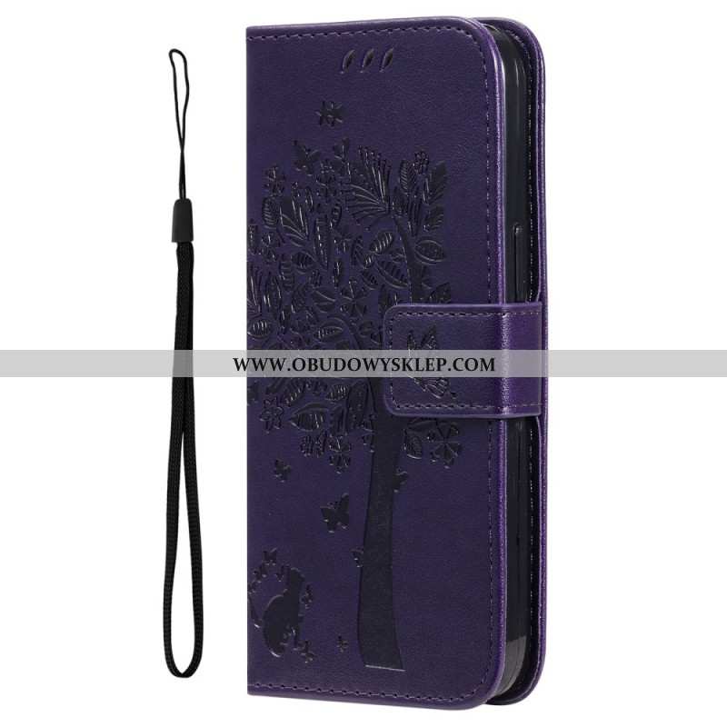 Etui Folio Xiaomi Redmi Note 13 Pro 4g Drzewo I Kot Etui Ochronne