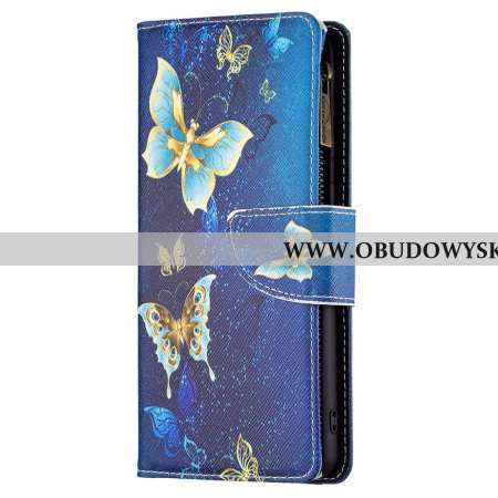 Etui Folio Xiaomi Redmi Note 13 Pro 4g Portfel W Złote Motyle Z Paskiem Etui Ochronne