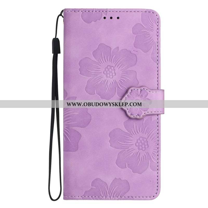 Etui Folio iPhone 16 Kwiatowy Wzór Z Paskiem