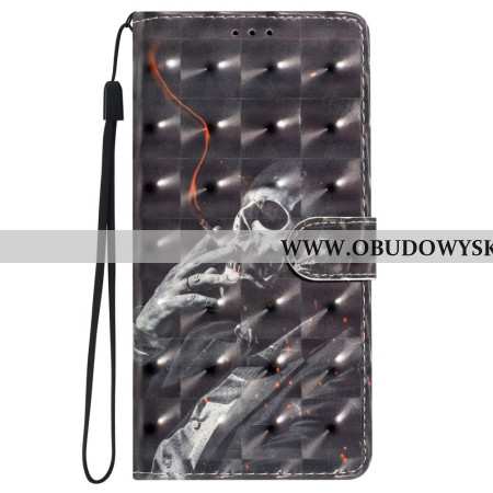 Etui Folio iPhone 16 Plus Szkielet Dymiący Z Paskiem Etui Ochronne