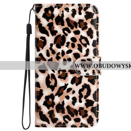 Etui Folio iPhone 16 Pro Max Wzór Lamparta Z Paskiem