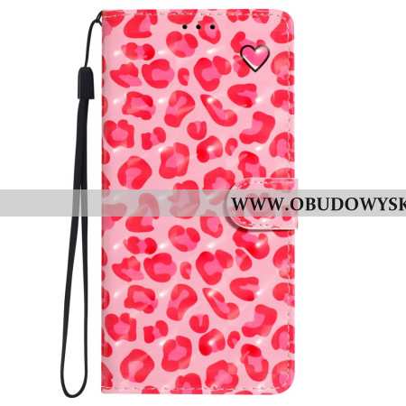 Etui Folio iPhone 16 Pro Różowy Pasek W Panterkę Etui Ochronne