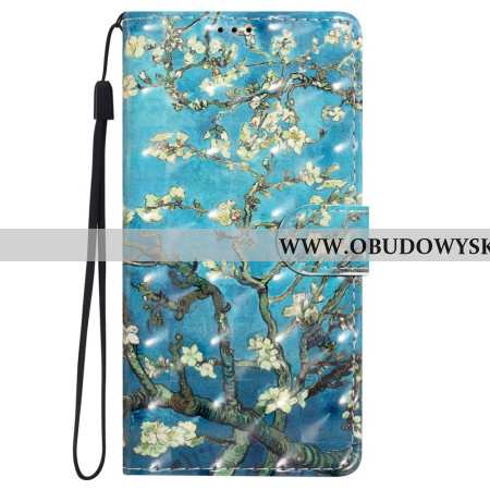 Etui Folio iPhone 16 Pro Sztuka Kwiatowa Z Paskiem Etui Ochronne