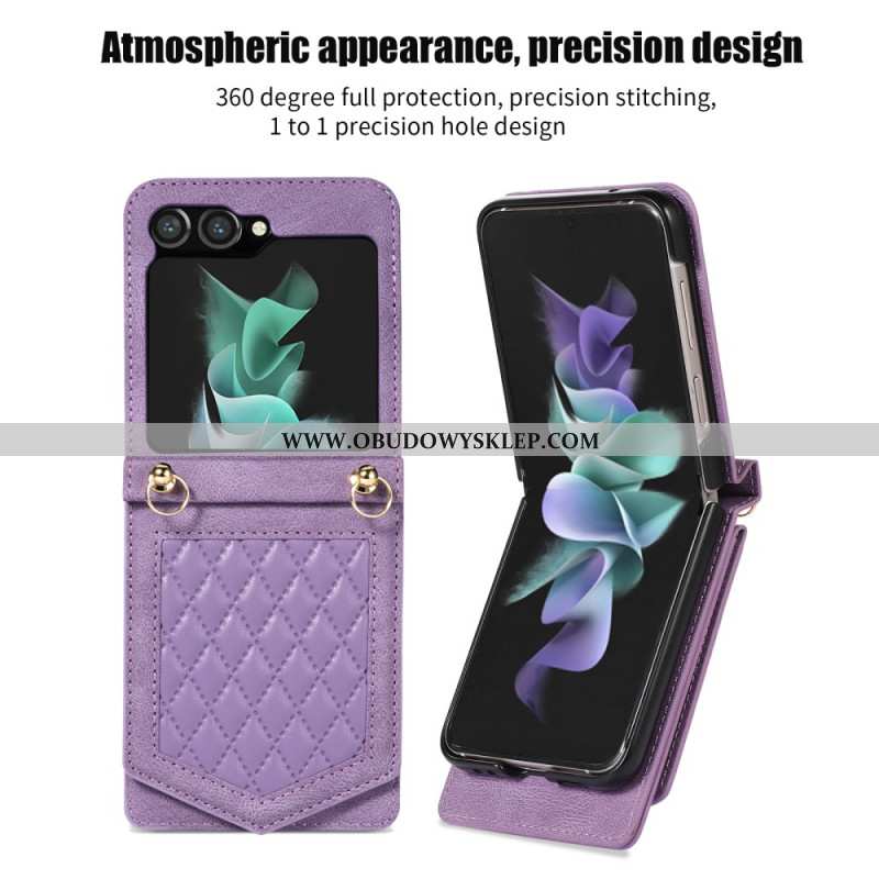 Etui Samsung Galaxy Z Flip 5 Lustrzane Etui Na Karty I Pasek Na Ramię