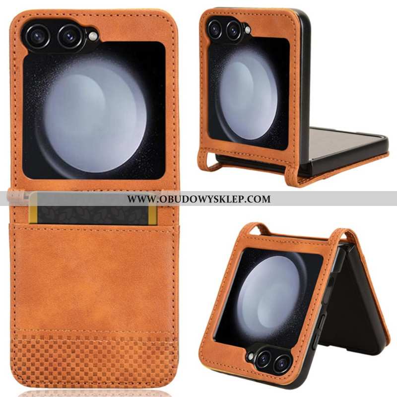 Etui Samsung Galaxy Z Flip 6 Skórzane Etui Na Karty W Stylu Retro