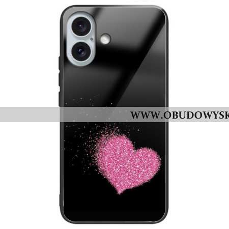 Etui iPhone 16 Plus Szkło Hartowane W Kształcie Różowego Serca
