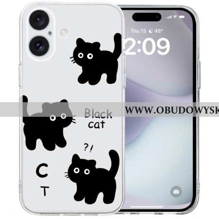 Etui iPhone 16 Przezroczysta Krawędź CZarne Koty Etui Ochronne