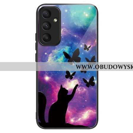 Futerały Samsung Galaxy A55 5g Etui Na Telefon Kot I Motyle Ze Szkła Hartowanego