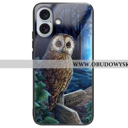 Futerały iPhone 16 Plus Etui Na Telefon Szkło Hartowane W Kształcie Sowy
