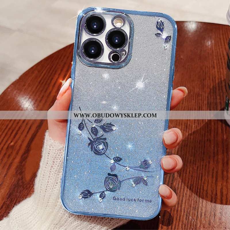 Futerały iPhone 16 Pro Max Etui Na Telefon Etui Z Kwiatami I Kryształkami
