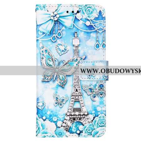 Obudowa Samsung Galaxy S24 5g Etui Na Telefon Wieża Eiffla I Motyle Z Paskiem