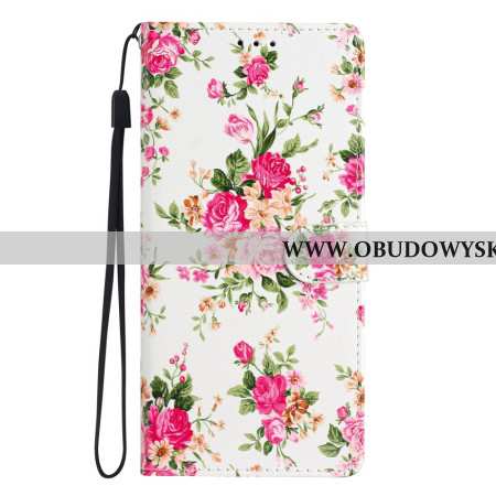 Pokrowce Samsung Galaxy A16 5g CZerwony Kwiatowy Wzór