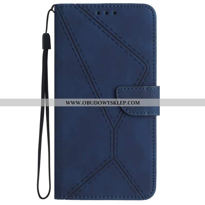 Skórzany Futerał Oneplus 12 5g Etui Na Telefon Linie I Linie Kropkowane