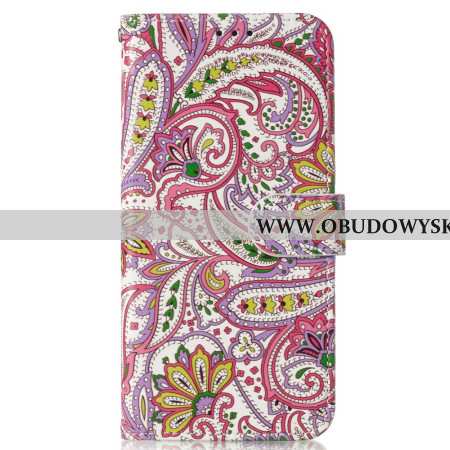 Skórzany Futerał Samsung Galaxy S24 Fe Etui Na Telefon Wzór Paisley